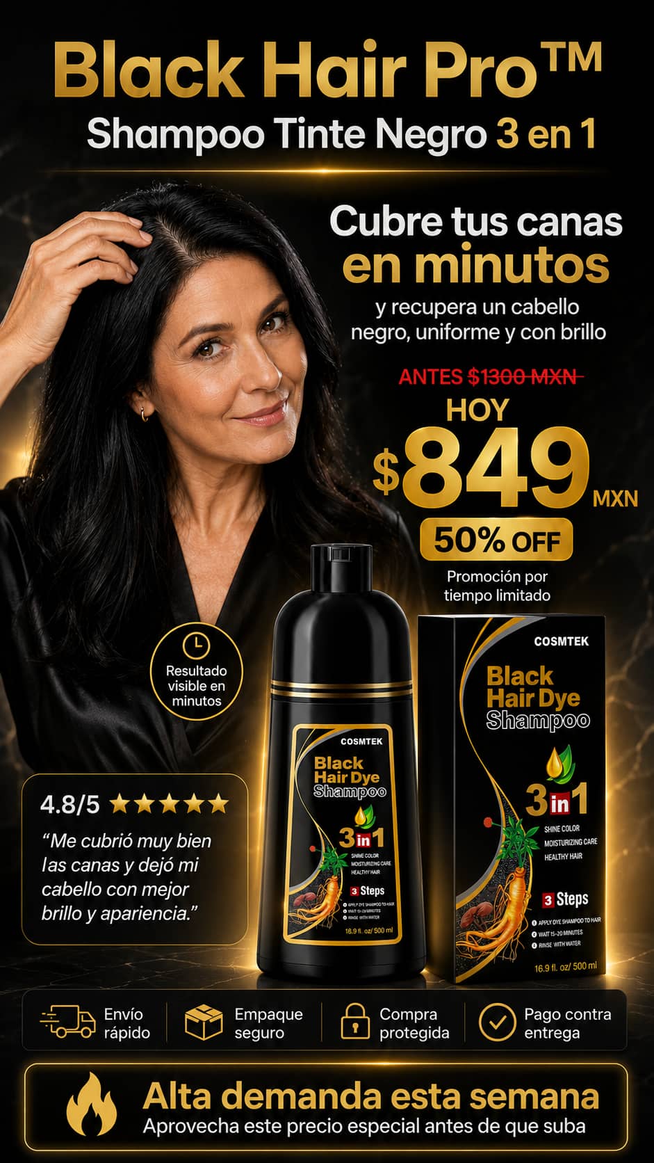 shampoo con tinte cubre canas negro