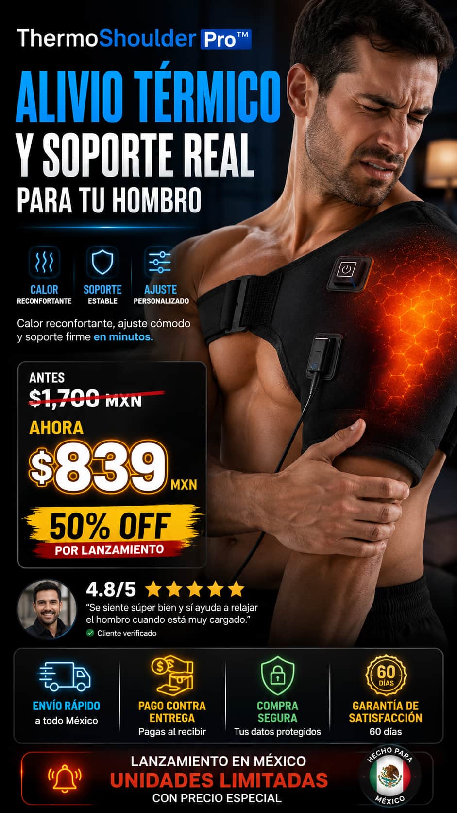 Hombrera Almohadilla Térmica Con Calefac