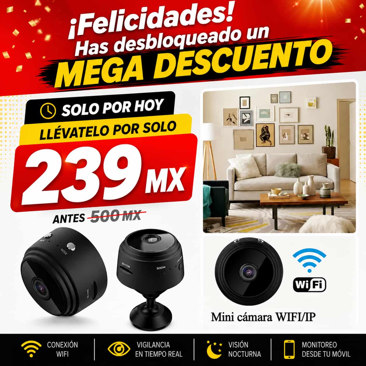 🏷️Mini Cámara Wifi Espia 1080p +50%OFF🔥