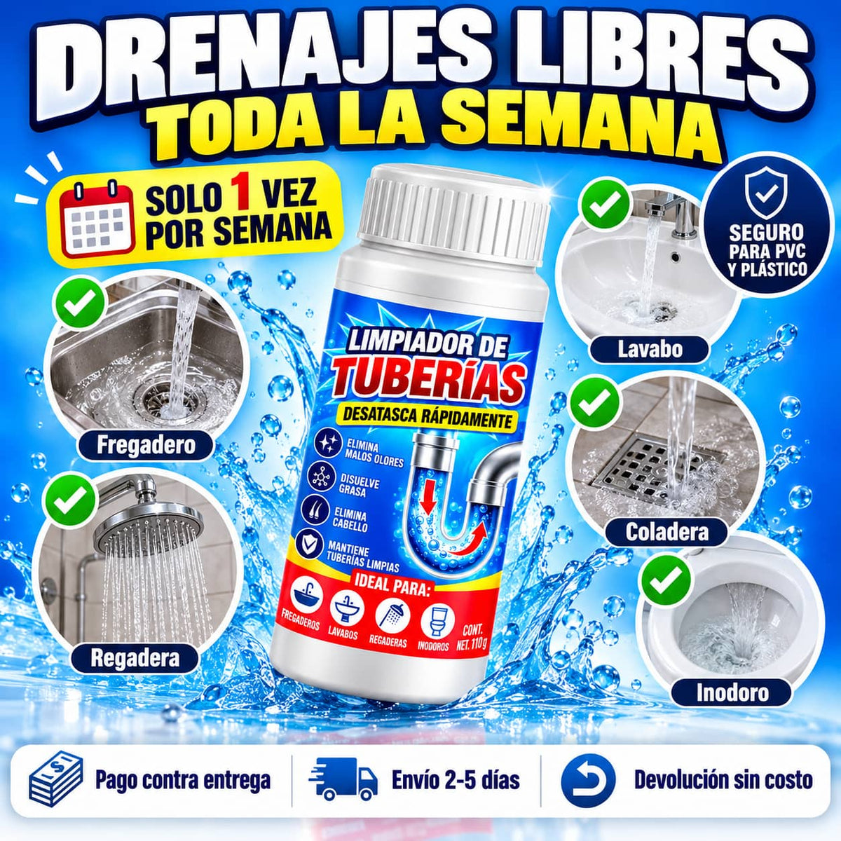 Polvo Destapa Drenajes | Adiós Tapones Sin Llamar Al Plomero