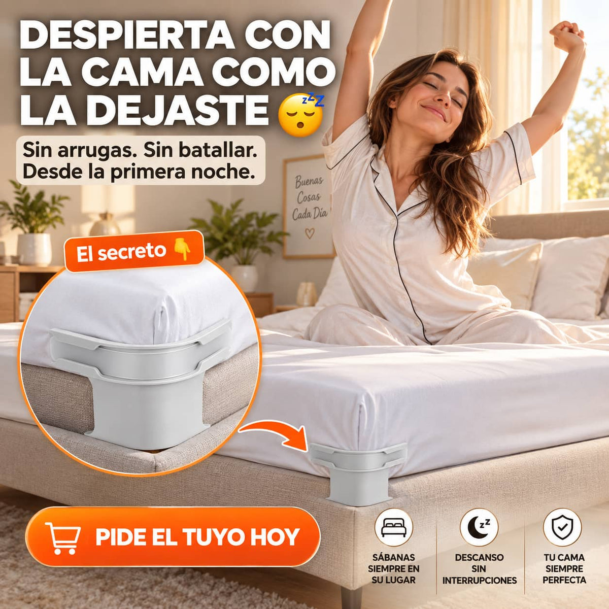 Sujetador SábanaFix™ | Tu Cama Lisa y Firme Toda la Noche