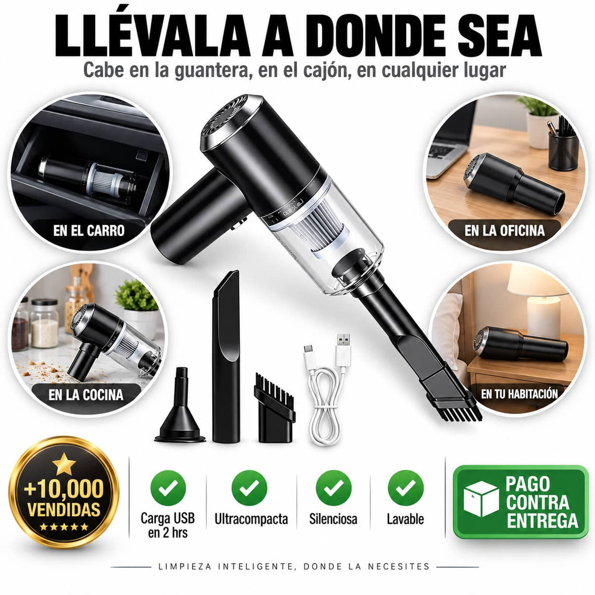 Mini Aspiradora DustForce Pro™ | Limpieza Profunda Sin Cables en Segundos