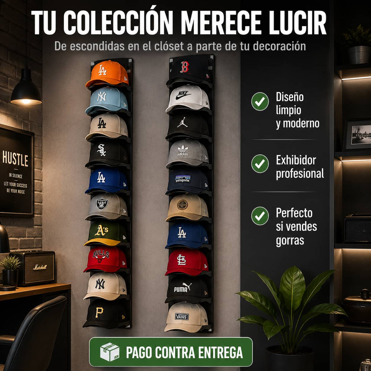 Organizador de Gorras para Pared | Todas Tus Gorras Ordenadas Sin Perder Espacio