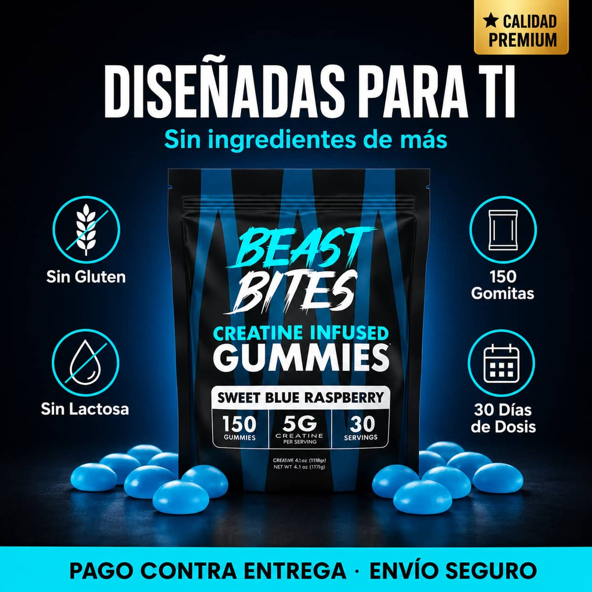 Gomitas de Creatina Beast Bites | 5g de Potencia Sin Mezclar Nada