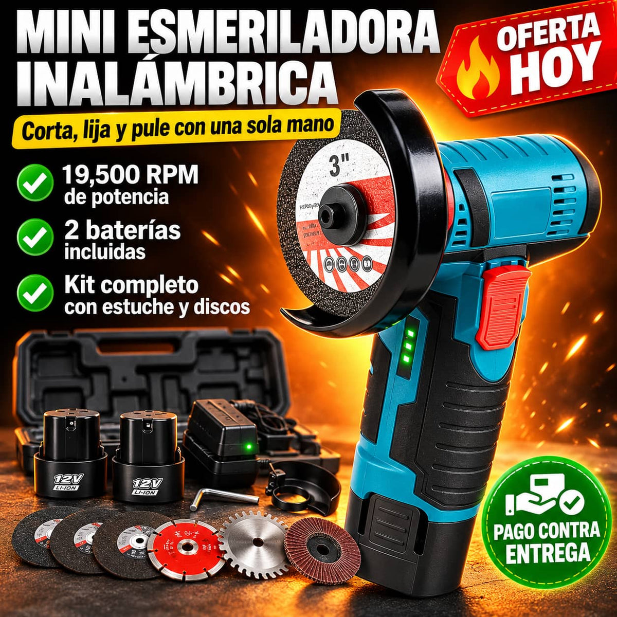 Mini Esmeriladora GrindMax Pro™ | Corta Sin Cables, Donde Sea