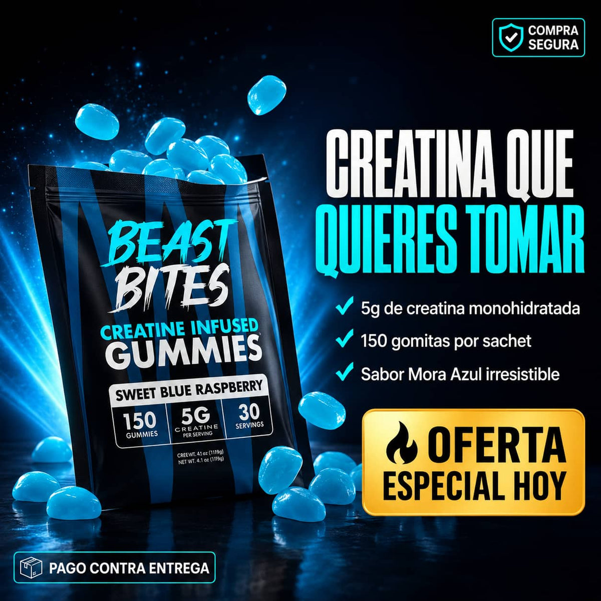 Gomitas de Creatina Beast Bites | 5g de Potencia Sin Mezclar Nada