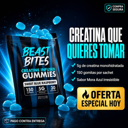 Gomitas de Creatina Beast Bites | 5g de Potencia Sin Mezclar Nada