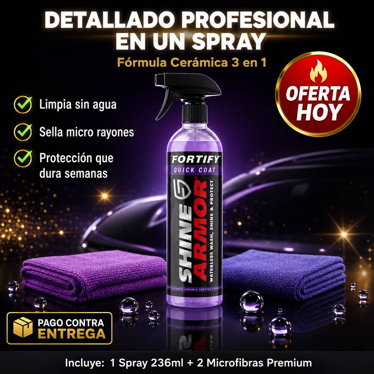Spray Cerámico 3 en 1 ShineArmor™ | Tu Auto Como Nuevo Sin Llevarlo al Taller