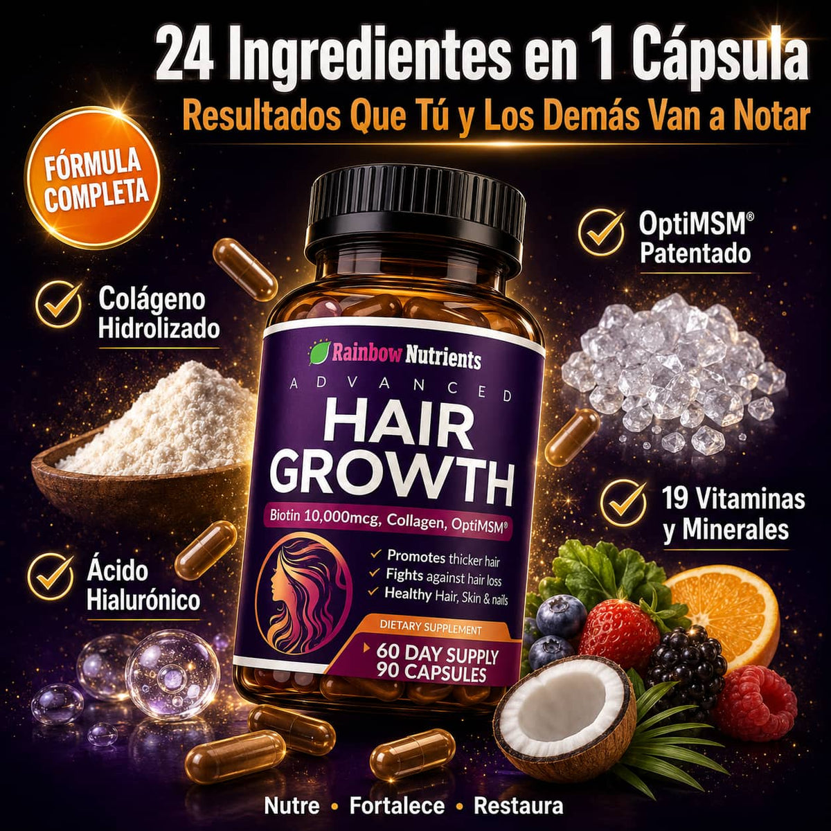 Cápsulas Capilar 24 en 1 | Detén la Caída y Recupera Tu Cabello