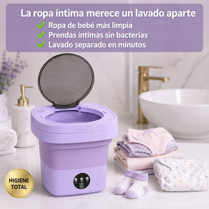 Mini-Lavadora WashFlex Pro™ | Ropa Limpia en Minutos, Donde Estés