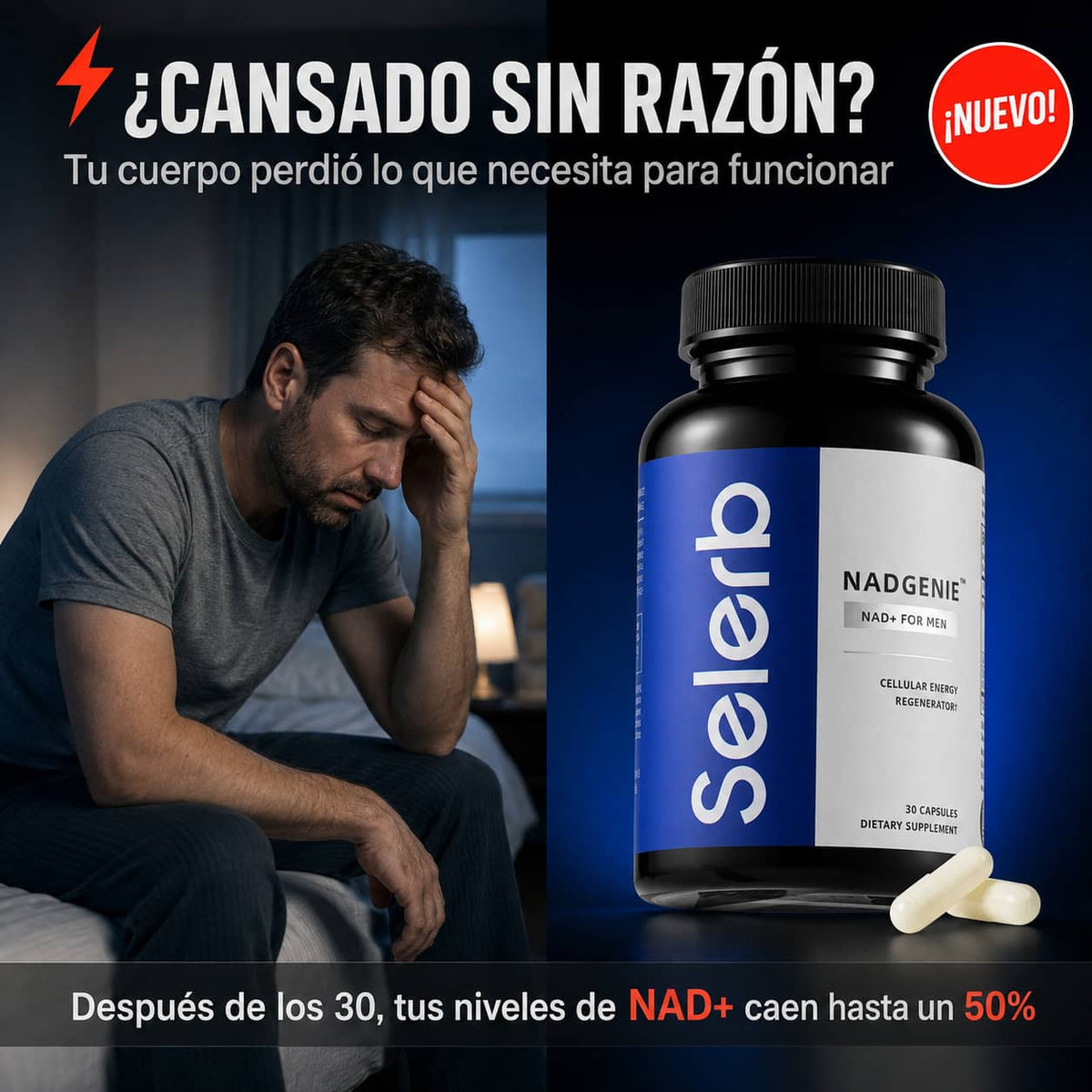 NAD+ Men's Complex | Más Energía, Fuerza y Rendimiento Desde el Primer Frasco