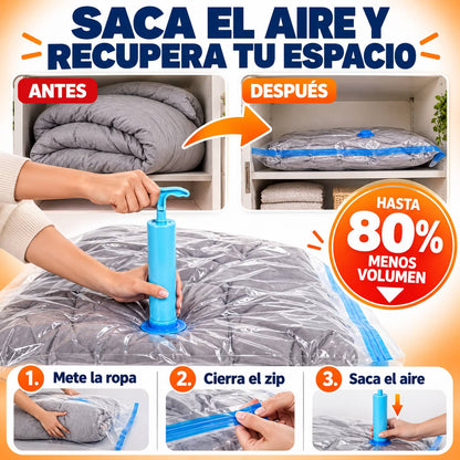 Bolsas al Vacío SpaceSeal™ | Libera Hasta 80% de Espacio en tu Clóset