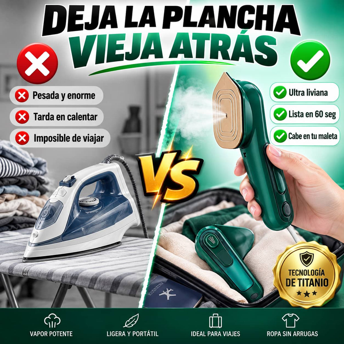 Plancha a Vapor Portatil de Mano