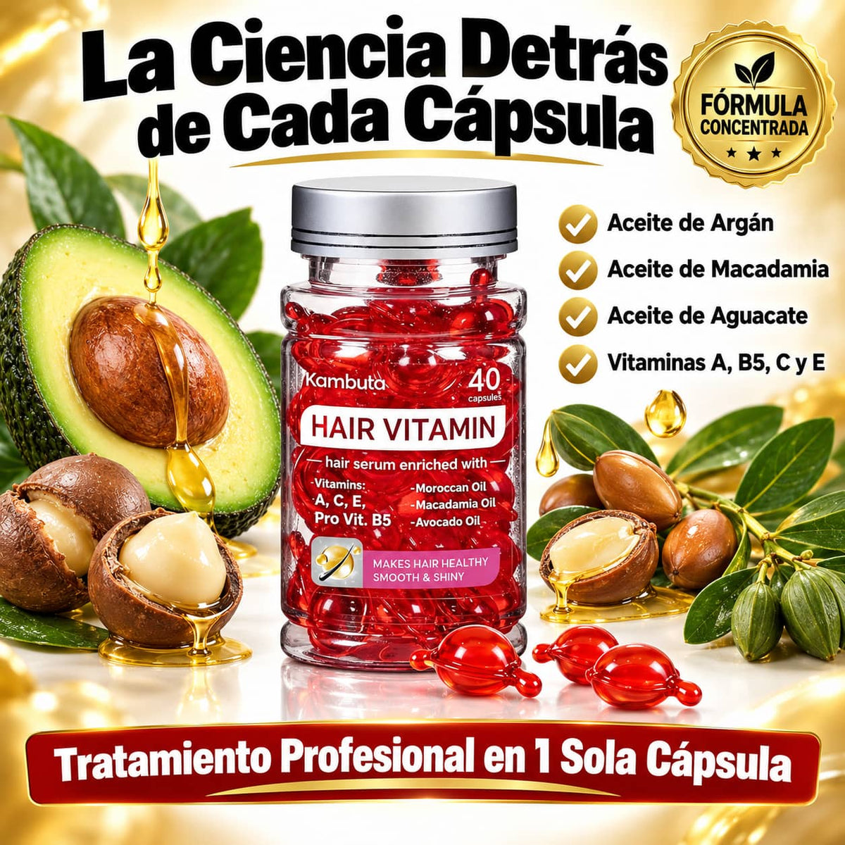 Cápsulas de Sérum Capilar | Brillo y Reparación Sin Enjuague