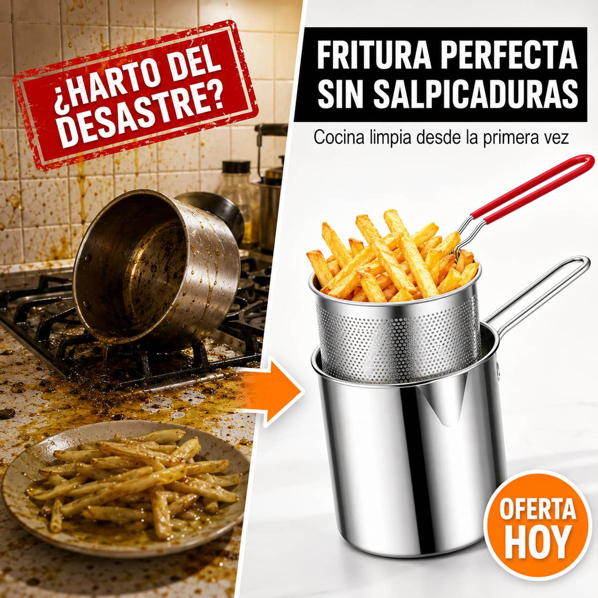 Mini Freidora de Acero Inoxidable | Frituras Perfectas Sin Complicaciones