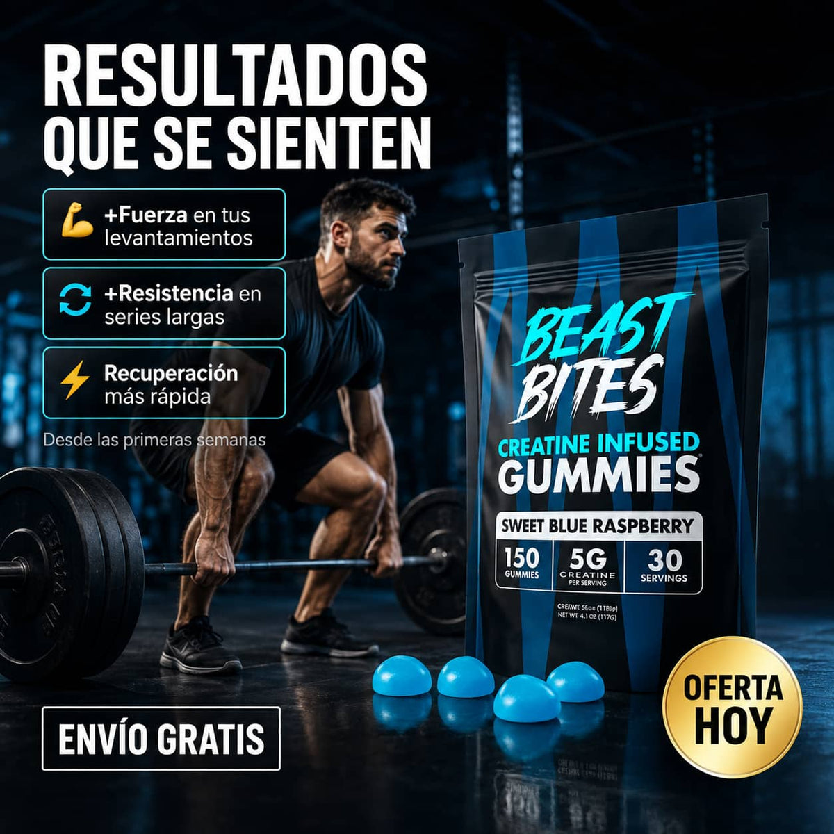 Gomitas de Creatina Beast Bites | 5g de Potencia Sin Mezclar Nada