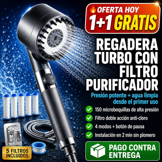 Regadera de Alta Presión con Filtro | Más Presión, Agua Pura y Menos Gasto