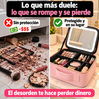 Estuche de Maquillaje con Espejo LED | Todo Tu Maquillaje en Orden y a la Mano