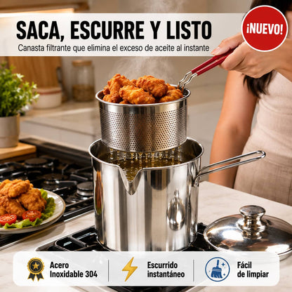 Mini Freidora de Acero Inoxidable | Frituras Perfectas Sin Complicaciones