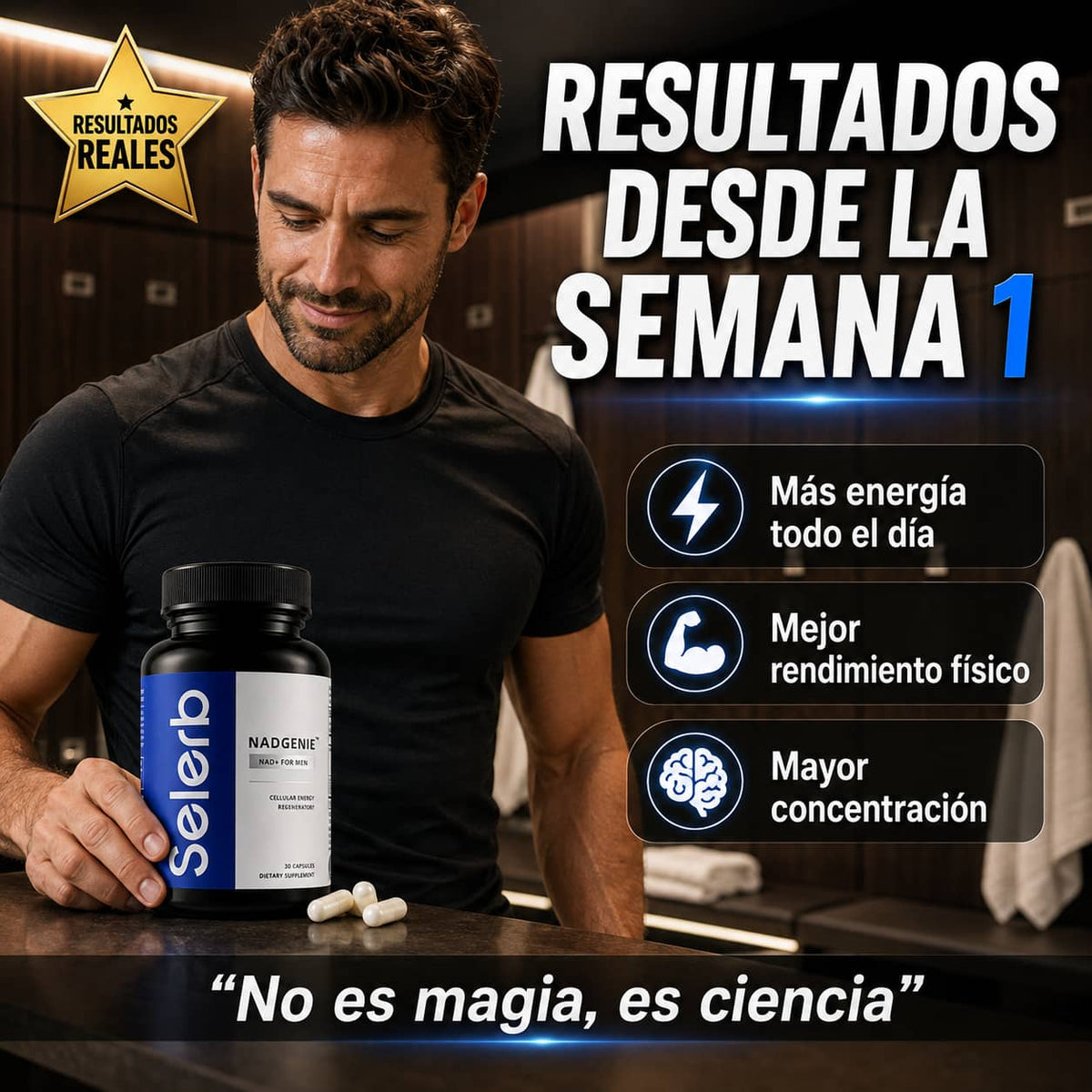 NAD+ Men's Complex | Más Energía, Fuerza y Rendimiento Desde el Primer Frasco