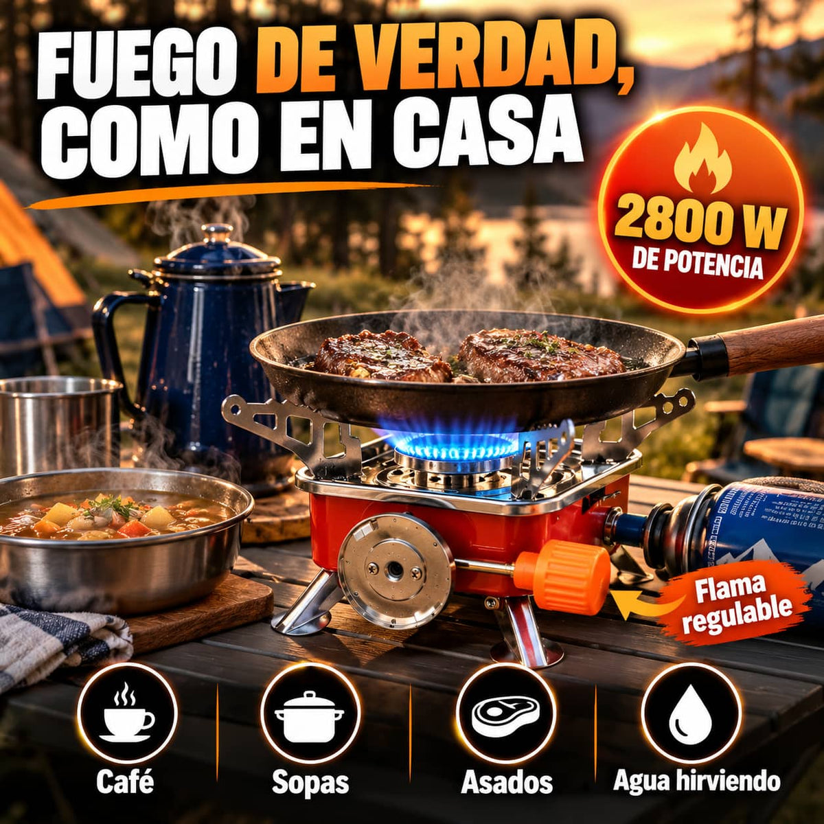 Mini Estufa CampFlame Max™ | Comida Caliente Donde Estés