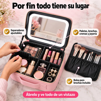 Estuche de Maquillaje con Espejo LED | Todo Tu Maquillaje en Orden y a la Mano