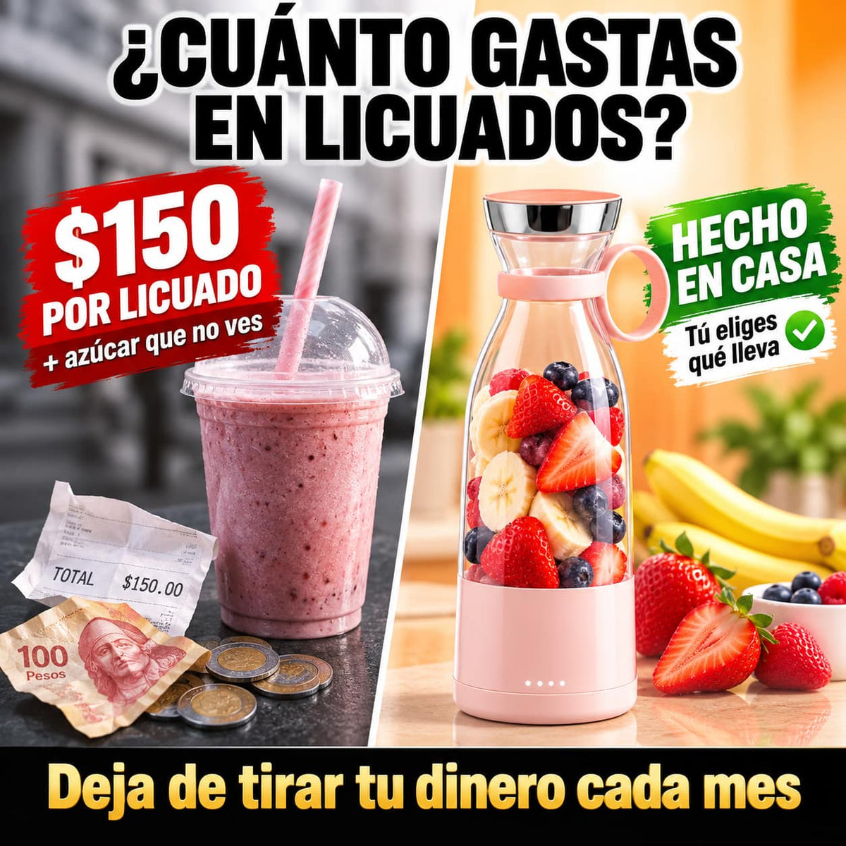 Vaso Licuador Blendora Pro™ | Tu Licuado Listo Donde Sea