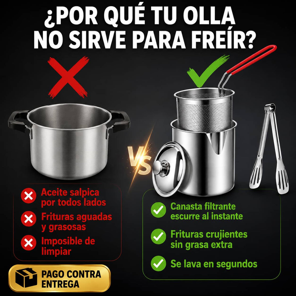 Mini Freidora de Acero Inoxidable | Frituras Perfectas Sin Complicaciones