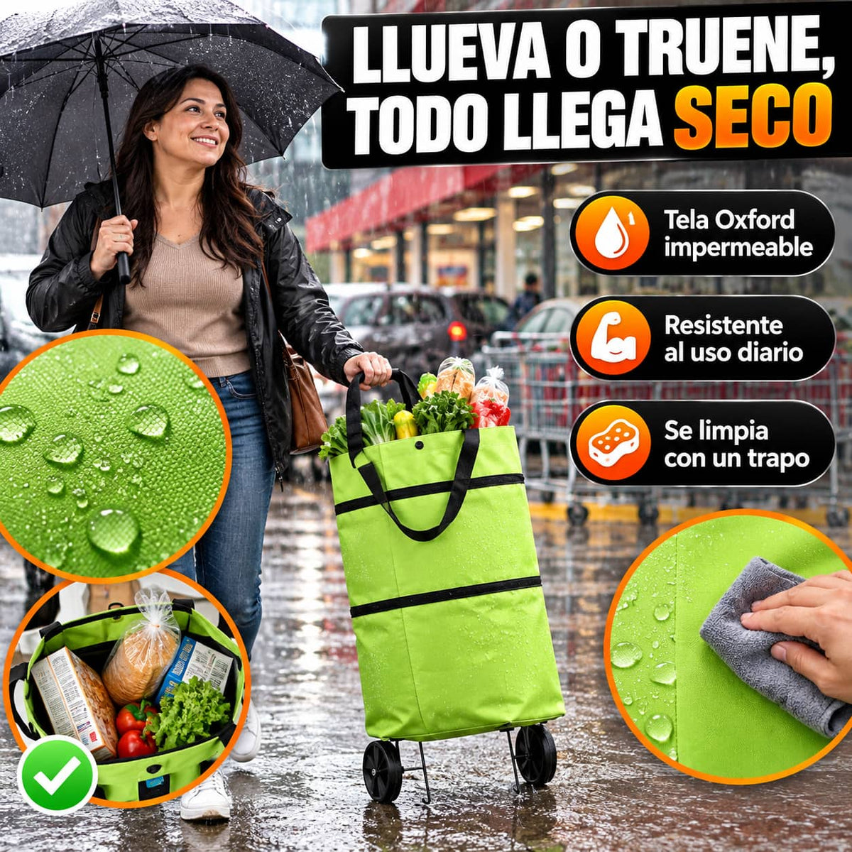 Bolsa Carrito Plegable 2 en 1 | Adiós a Cargar el Mandado