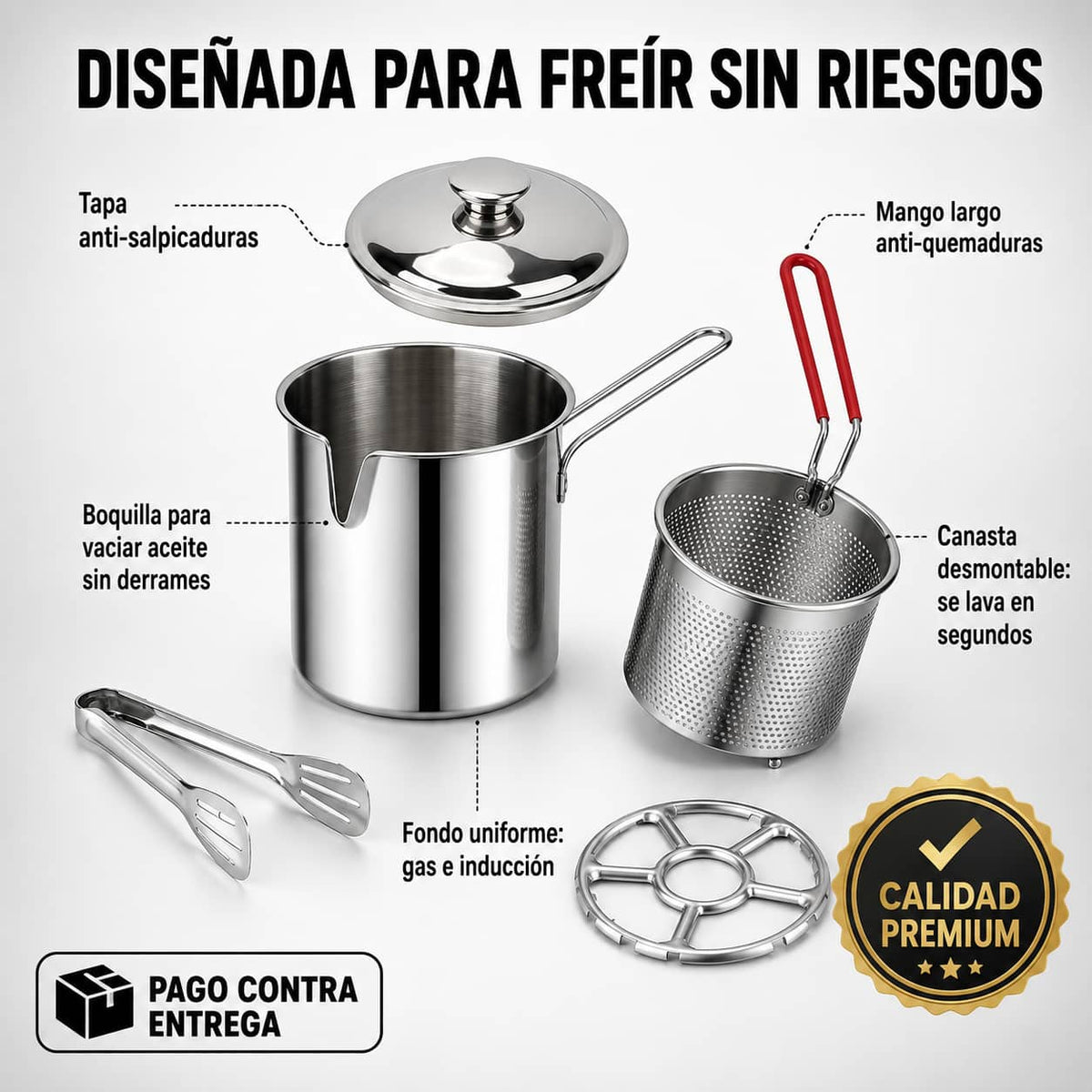Mini Freidora de Acero Inoxidable | Frituras Perfectas Sin Complicaciones