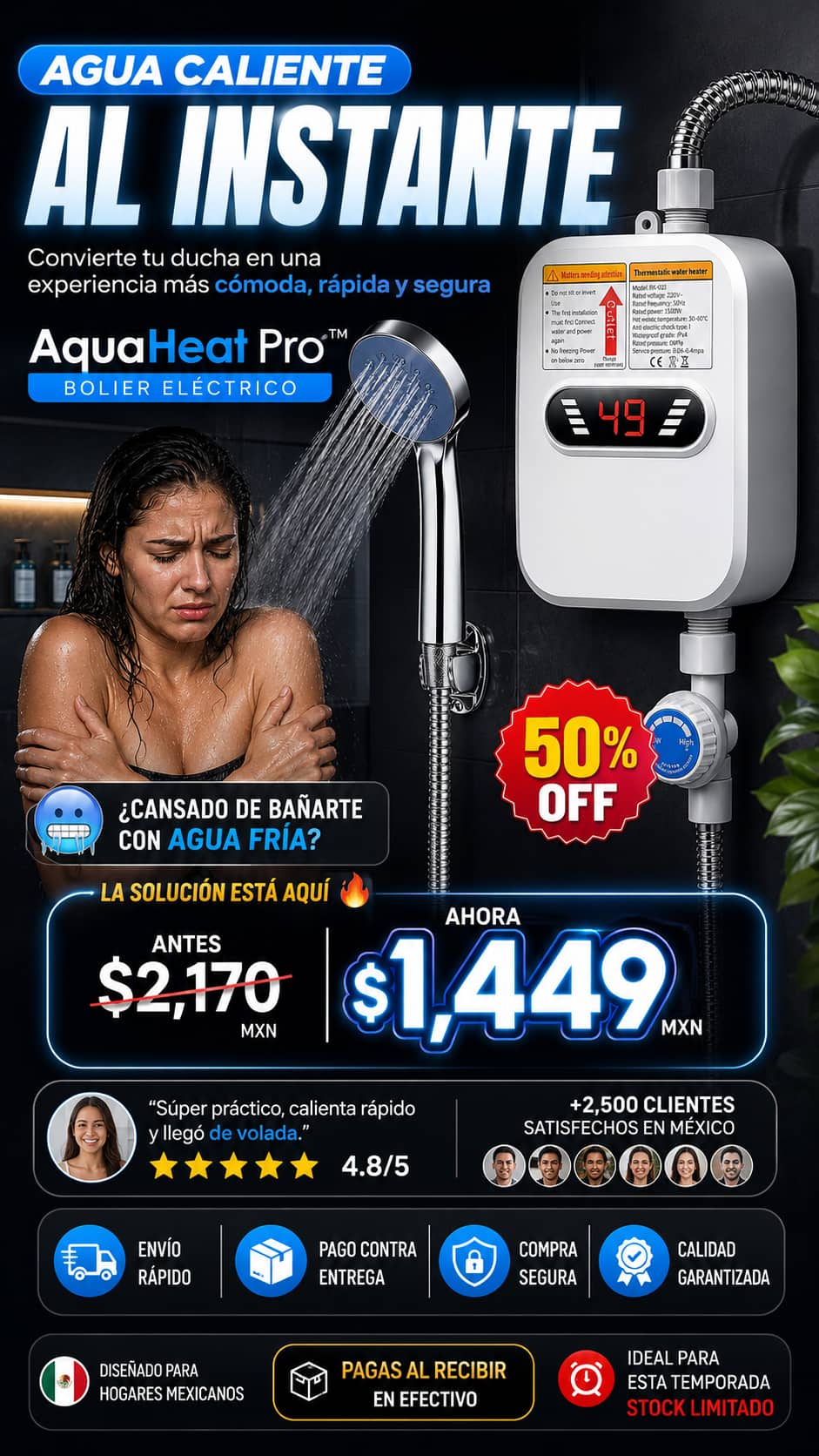 Calentador De Agua Eléctrico De Ducha