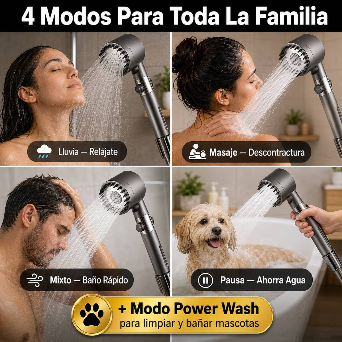 Regadera de Alta Presión con Filtro | Más Presión, Agua Pura y Menos Gasto
