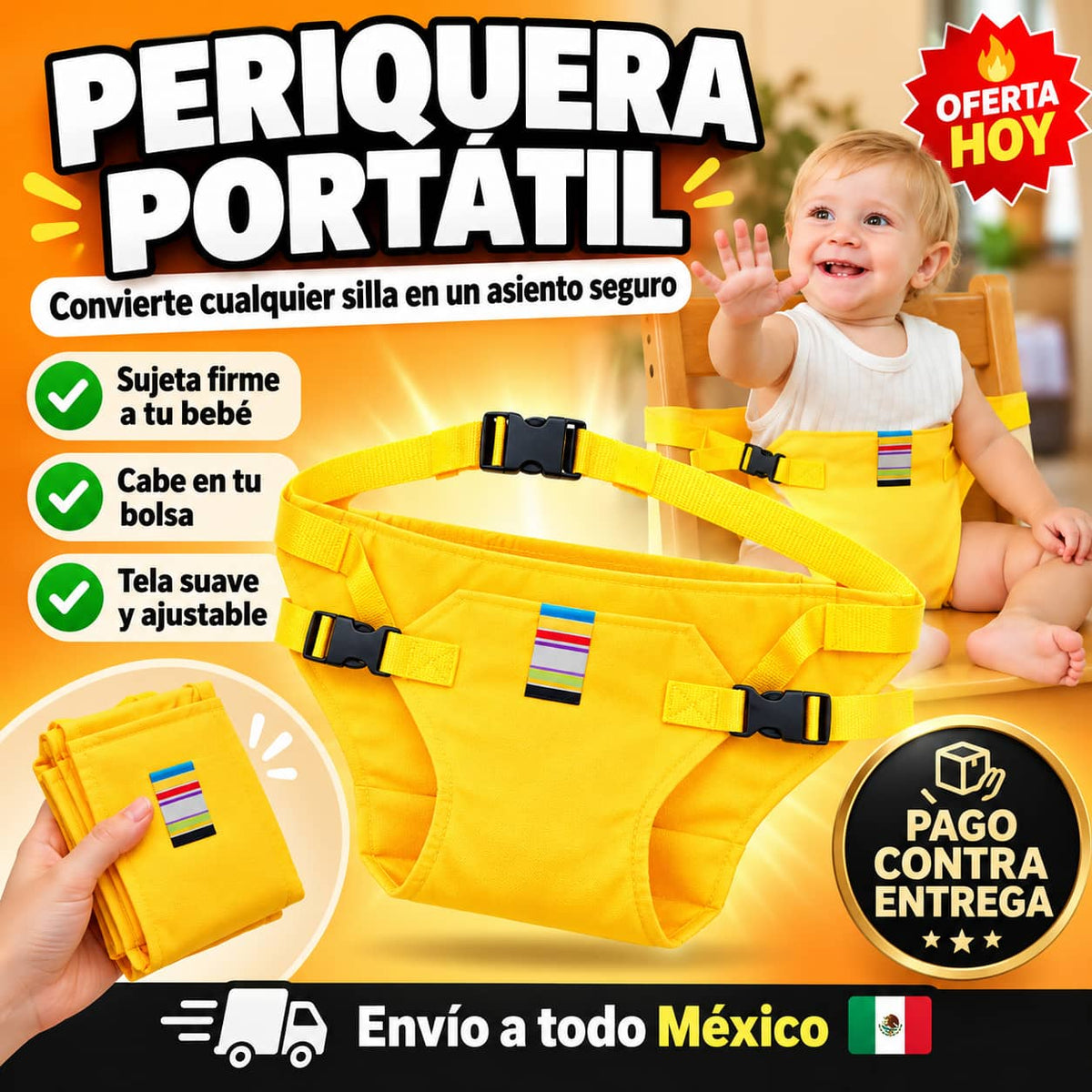 Arnés Portátil Para Bebé | Convierte Cualquier Silla en Periquera