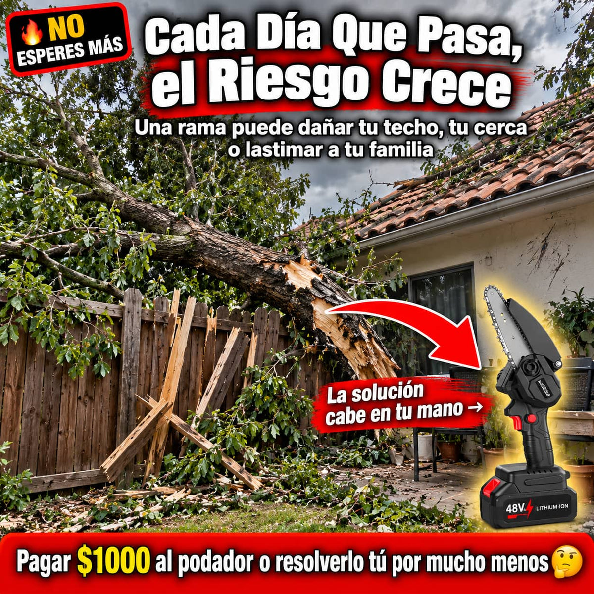 Motosierra TimberPro 48V™. | Corta Ramas Gruesas en Segundos Sin Esfuerzo