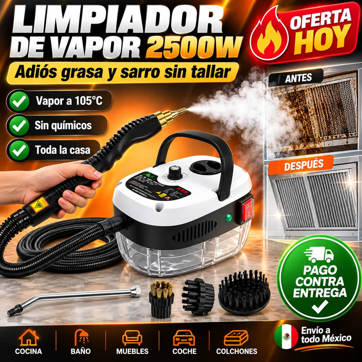 Máquina Limpiadora a Vapor | Limpieza Profunda Sin Químicos