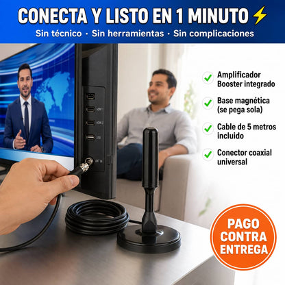 Antena Digital HD con Booster | Todos los Canales Gratis Sin Mensualidad