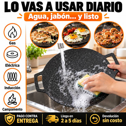 Comal Coreano GrillMaster™ | Parrillada en Casa Sin Que Se Pegue Nada