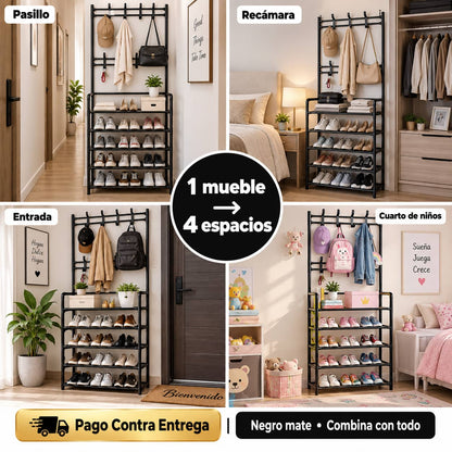 Zapatero Perchero HomeRack Pro™ | Todo Organizado en Un Solo Mueble