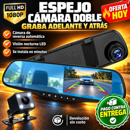 Espejo Retrovisor con Doble Cámara | Maneja Seguro, Todo Queda Grabado