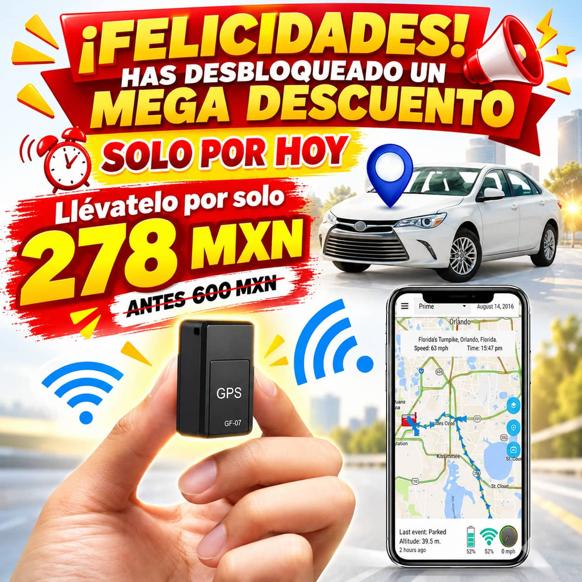 🏷️GPS Rastreador para Auto Magnetico +50% OFF⚡