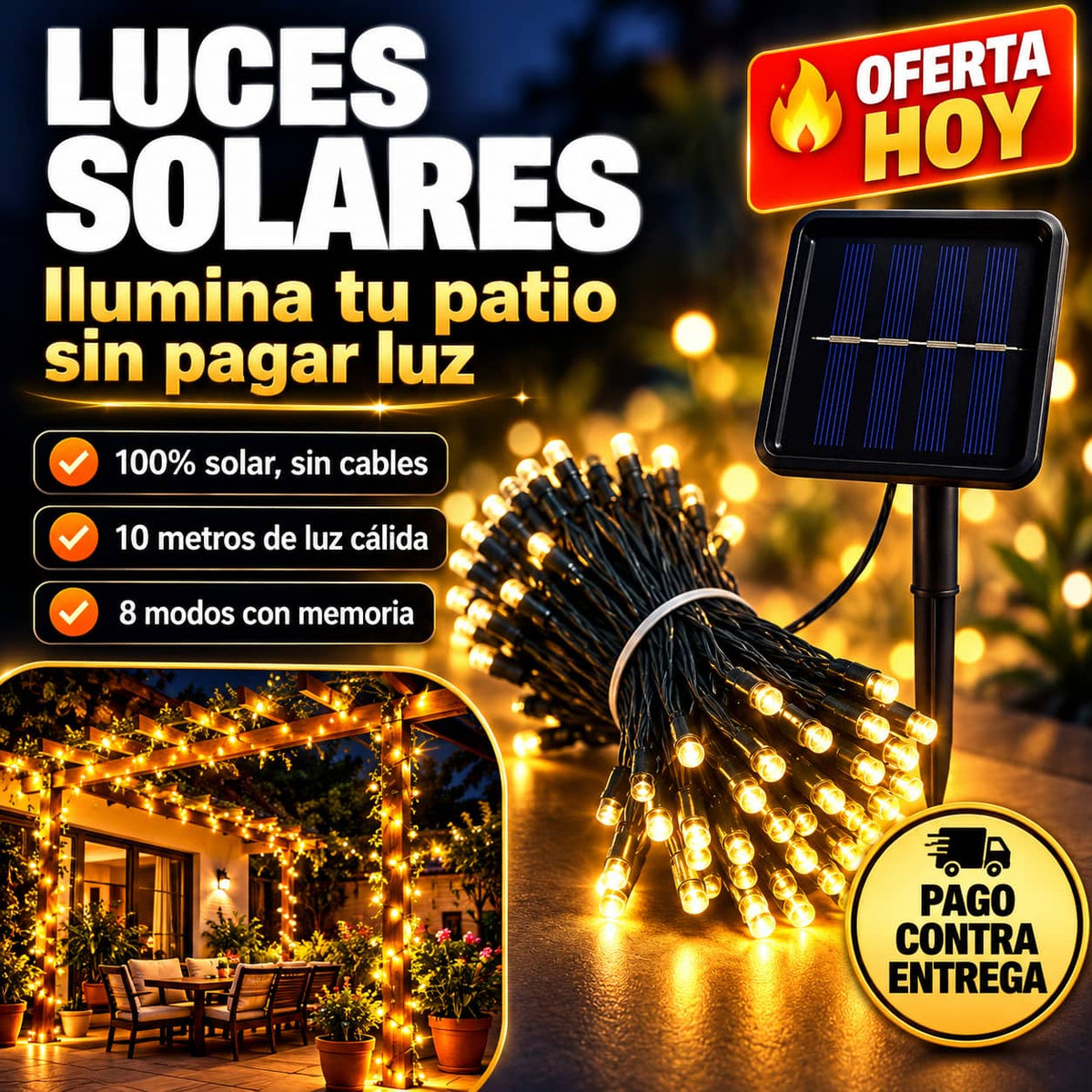 Luces Solares de Jardín | Ambiente Cálido Sin Pagar Luz