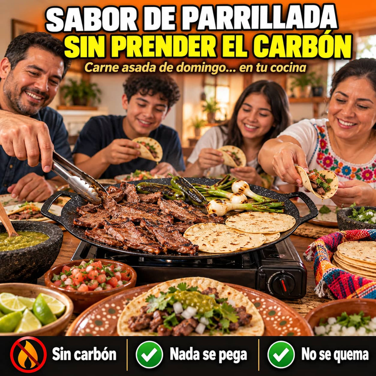 Comal Coreano GrillMaster™ | Parrillada en Casa Sin Que Se Pegue Nada