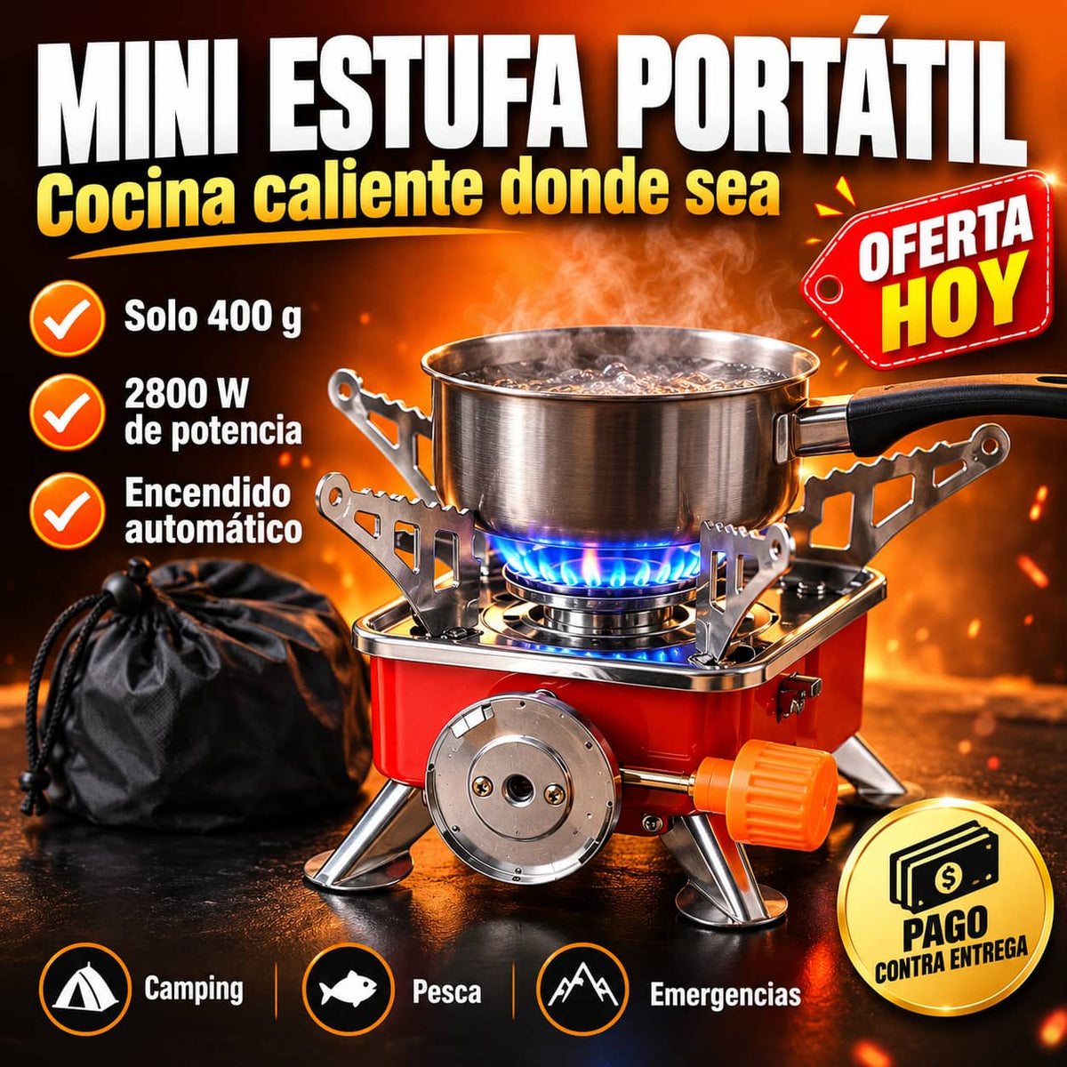 Mini Estufa CampFlame Max™ | Comida Caliente Donde Estés