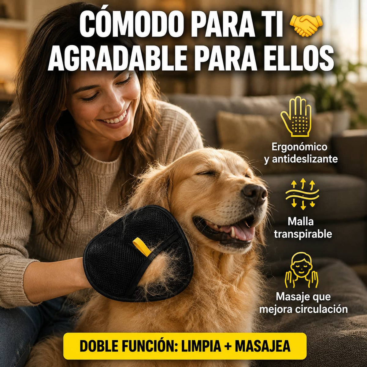 Guante Quitapelos para Mascotas | Adiós al Pelo en Muebles Sin Esfuerzo