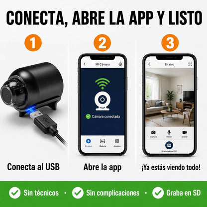 Mini Cámara de Seguridad WiFi | Vigila Tu Hogar Desde Tu Celular, De Día y De Noche