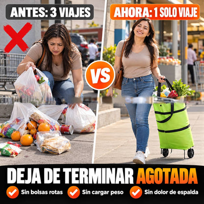 Bolsa Carrito Plegable 2 en 1 | Adiós a Cargar el Mandado