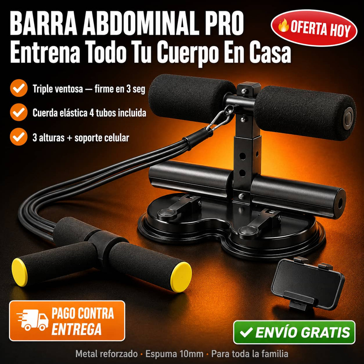 Barra Abdominal con Ventosa | Abdomen Marcado Sin Ir al Gym
