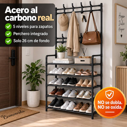 Zapatero Perchero HomeRack Pro™ | Todo Organizado en Un Solo Mueble