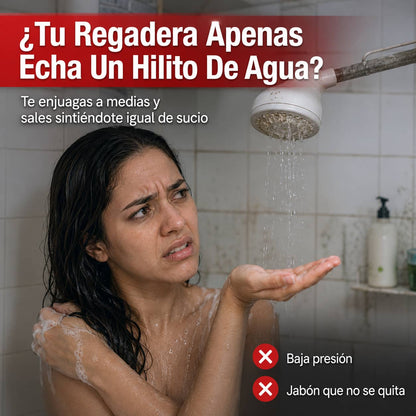 Regadera de Alta Presión con Filtro | Más Presión, Agua Pura y Menos Gasto