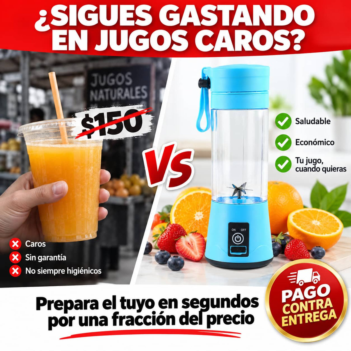 Licuadora Portátil Recargable | Licuados Frescos en Segundos, Donde Estés